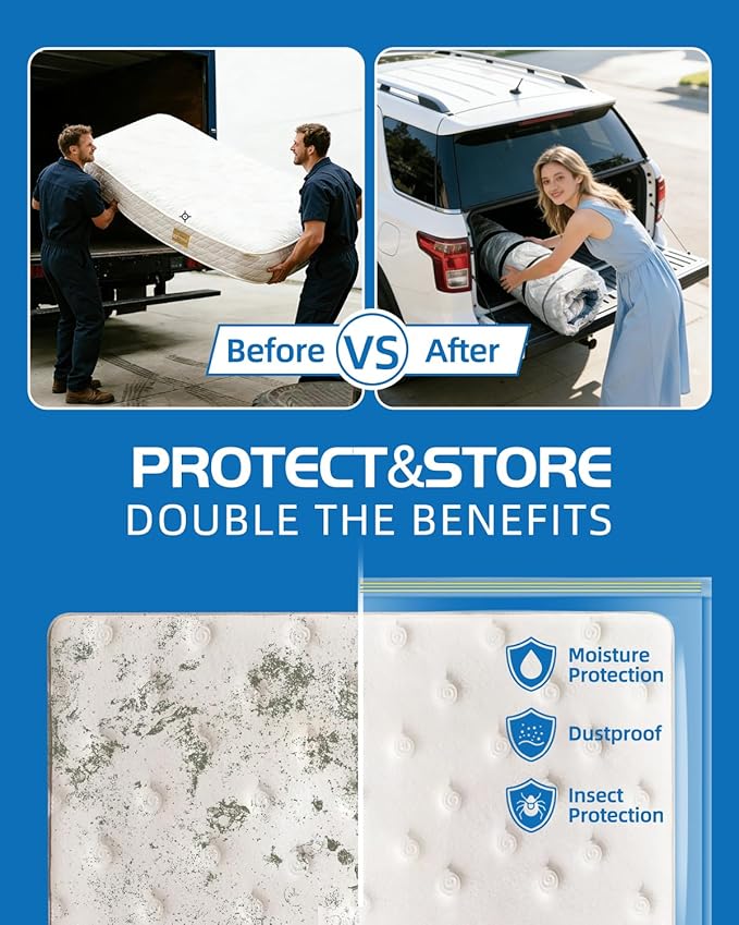 Vacuum Storage Bags for moving, Vacuum Seal Bags for Memory Foam, Latex, Clothing & Bedding, Space Saver Bags for Organizatio