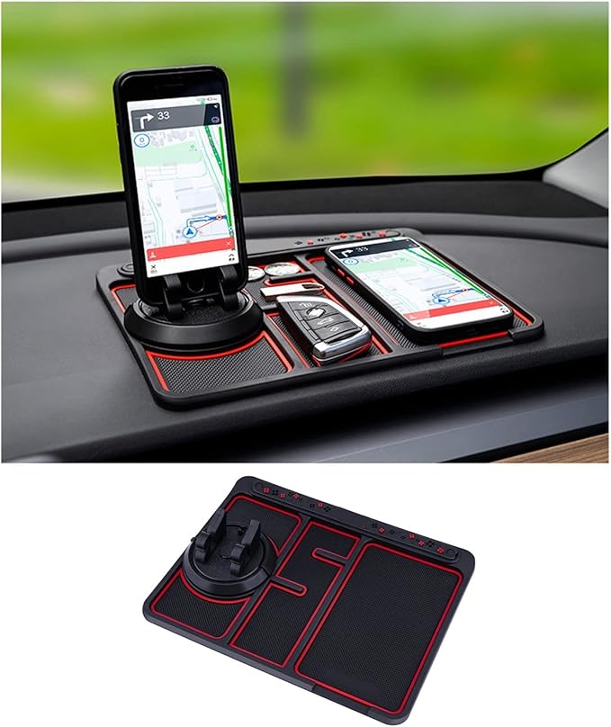Non-Slip Phone Pad for 4-in-1 Car, 2023 New Cool Glow in The Dark Car Dashboard Phone Mat with Temporary Car Parking Card Num