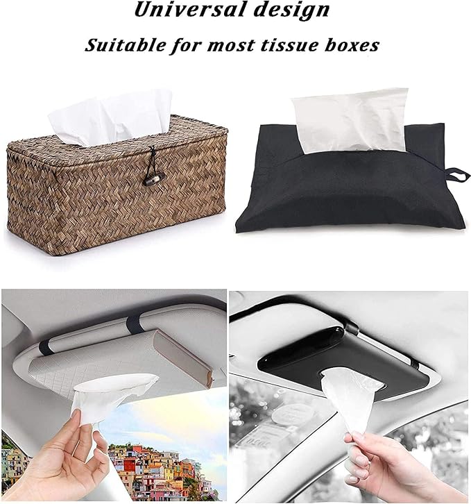 Car Tissue Holder, Sun Visor Napkin Holder, Car Visor Tissue Holder, Luxury PU Leather Backseat Tissue Case Holder (Car Tissues - 3 Pack (3-Ply 70 Sheets/Pack))