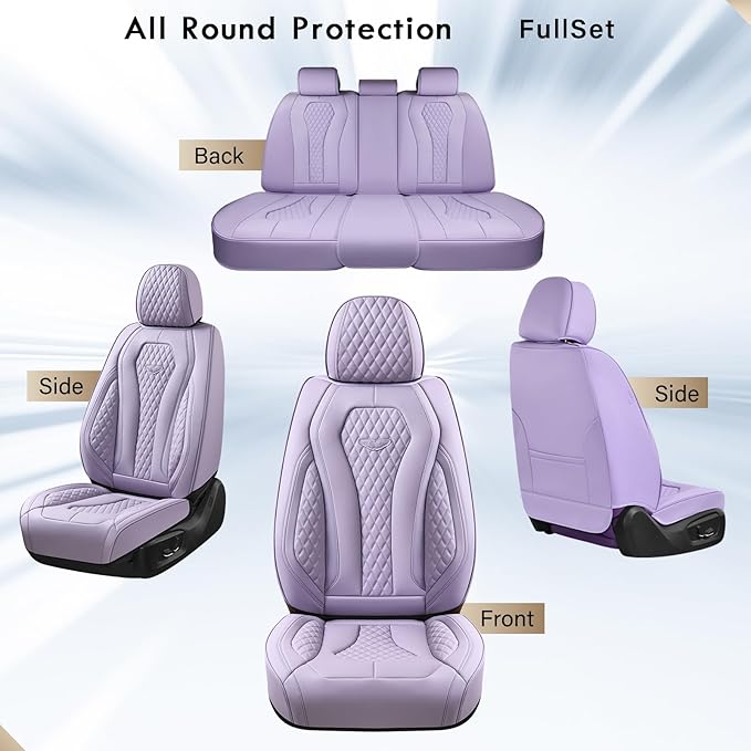 Coverado Car Seat Covers Full Set, Purple Seat Covers, Automotive Car Seat Cover, Car Seat Cushion, Car Seat Covers Front Sea