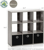 Furinno Simplistic 9-Cube Organizer with Bins, Small Size (Assembled unit dimensions : 7.9"D x 26.5"W x 26.7"H inches), Frenc