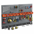 Peg Board Wall Organizer, Metal Pegboard Organizer Kit, 4 Metal Pegboard Panels(12"x24") with 64 Accessories, Wall Mount Larg