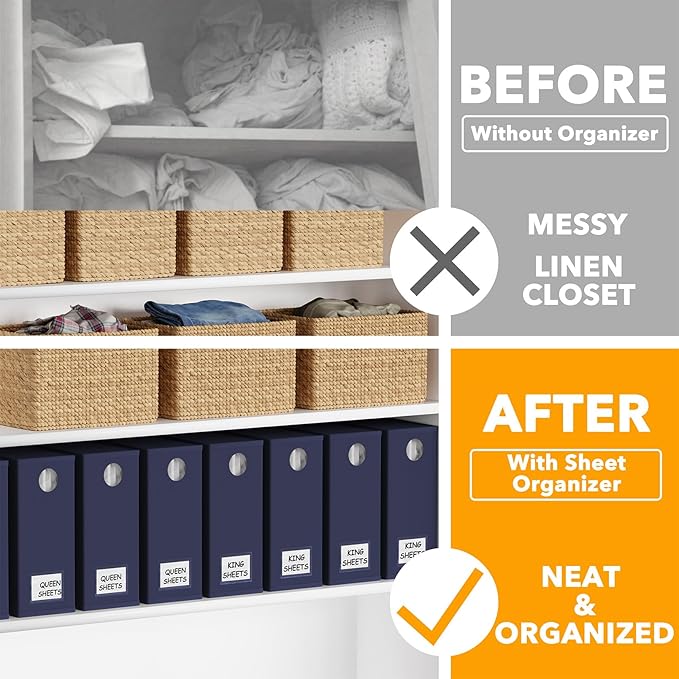 SpaceAid 8 Pack Bed Sheet Organizers and Storage, Foldable Sheet Organizer for Linen Closet, Sheets Set Folder Keeper with Wi
