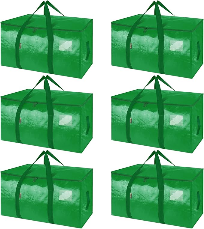 BALEINE 6-Pack Oversized Moving Bags with Reinforced Handles, Heavy-Duty Storage Tote for Clothes, Moving Supplies (Light Gre