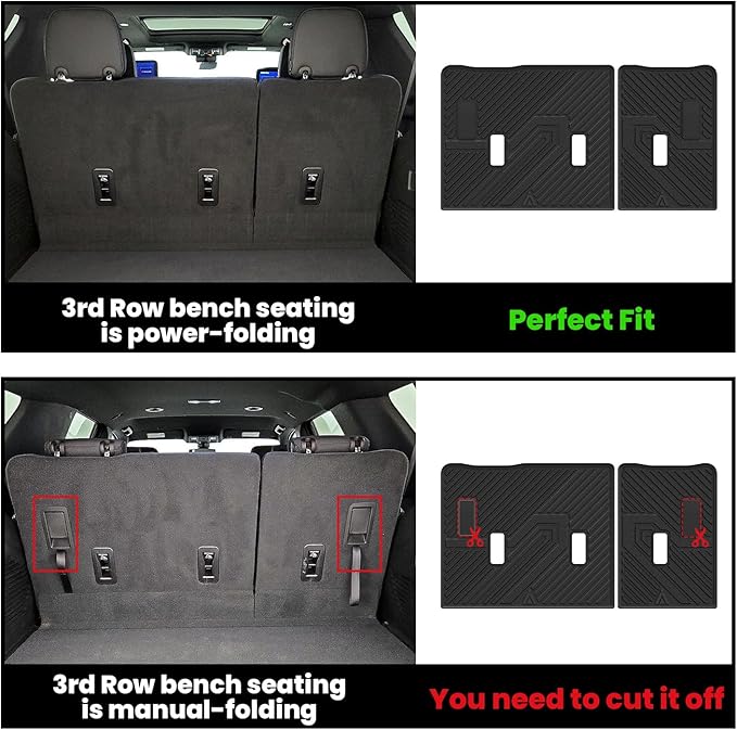 LASFIT Floor Mats & Cargo Mat with Backrest 2021-2026 & Only 7 Seats(Not for 8/9 Seats) for Chevy Tahoe/GMC Yukon(Only Yukon, Not Fit Yukon XL)/Cadillac Escalade(Only Escalade, Not Fit Escalade ESV)