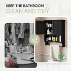 Smuxee Black Bathroom Cabinet Wall Mounted with Towels Bar, Medicine Cabinet with 2 Door Adjustable Shelves, Over Toilet Cabi