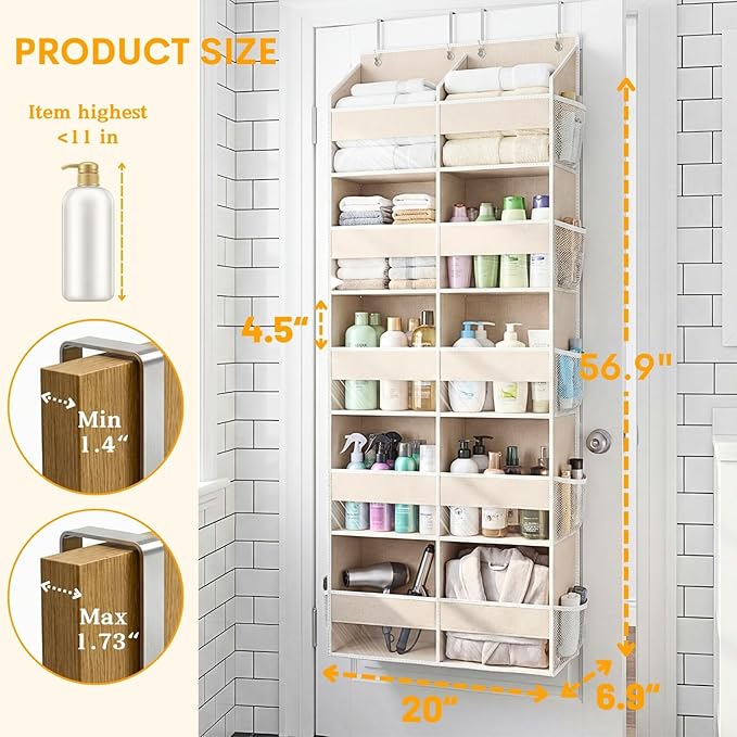 2 Pack Over the Door Organizer 5 Tiers, Extra Large Behind Door Storage of 10 Compartments, 80 lbs Weight Capacity Over Door 