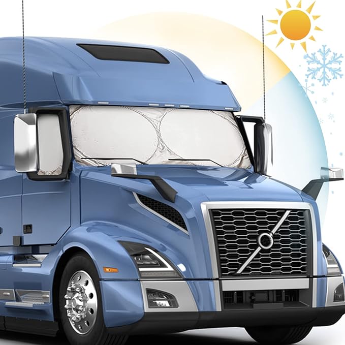 Semi-Truck Sun Shade for Windshield and Side Window | 300T Sunshade Maximum Coverage | Block Sun Heat Rays | Keep Warm in Winter for Semi, Commercial & Big Rig Truck, RV, Boat
