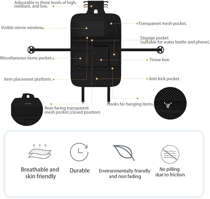 Aiuwo Car Backseat Organizer with Tablet Holder Storage Kick Mat Seat Protector,PU Leather Premium Car SeatBack Organizer r with Foldable Table for Kids Toddlers Travel (Carbon Black, Weave)