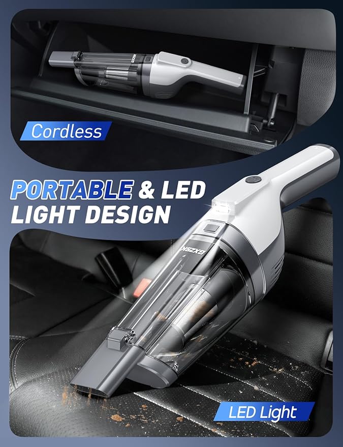 Handheld Vacuum Cordless, 15000PA Powerful Suction Hand Held Vacuum Cleaner, Car Vacuum Portable Cordless with Large-Capacity