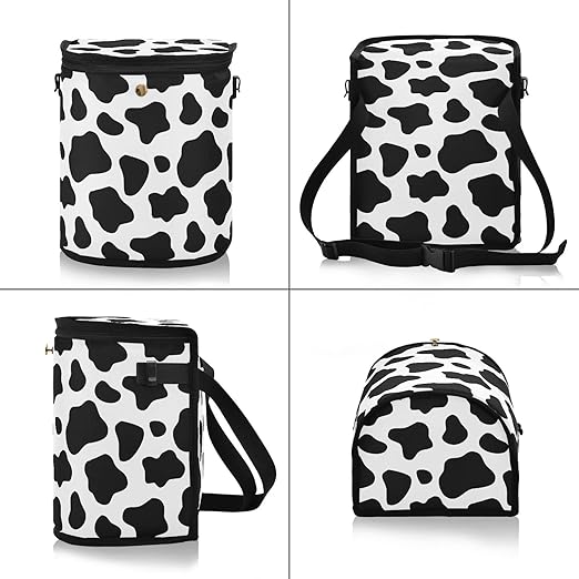 linqin Black and White Cow Pattern Car Trash Can with Lid Leak Proof Car Trash Bag Waterproof Car Garbage Can, Multipurpose Trash Bin Hanging for Minivan SUV Truck