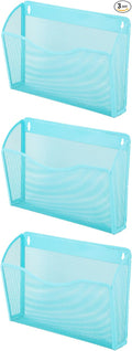 EASEPRES 3 Single Pocket Mesh Hanging File Organizer, Vertical Wall Mounted Magazine File Holder, Mount Basket Mail Paper Doc