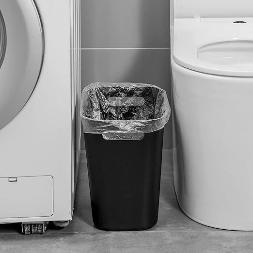 UUJOLY Plastic Small Trash Can Wastebasket, Garbage Container Basket for Bathrooms, Laundry Room, Kitchens, Offices, Kids Rooms, Dorms, 3.5 Gallon, Black, 3 Pack