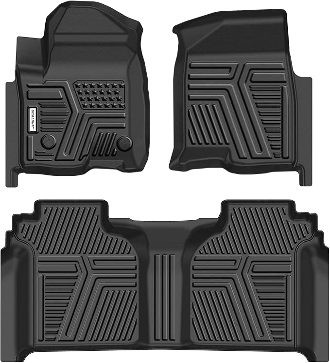 SEALIGHT Custom Fit Floor Mats for Chevy Silverado & GMC Sierra 1500 Crew Cab 2019-2026 Models | All Weather Protection, 3D Scanning Design, Non-Slip, Waterproof & Durable