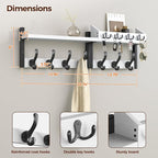 Evermagin 29" Coat Rack Wall Mount with Shelf, 4 in 1 Coat and Key Hanger with 11 Metal Hooks, Entryway Wall Mounted Shelf wi