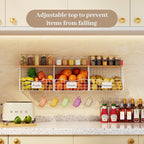 3 Pack Hanging Fruit Basket for Kitchen with Wood Lid - Onion and Potato Storage Fruit Bowl with Nameplate for Counter&Wall M