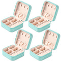Neveika Mini Jewelry Box Leather Jewellery Ring Organizer Case Storage Gift Box Girls and Women (4pcs blue).
