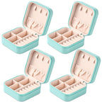 Neveika Mini Jewelry Box Leather Jewellery Ring Organizer Case Storage Gift Box Girls and Women (4pcs blue).