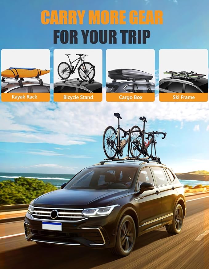 KINGGERI 300Lbs Lockable Roof Rack Cross Bars Compatible with Volkswagen VW Tiguan 2018-2026 and Taos 2022-2026, Heavy Duty Anti-Theft Aluminum Roof Rails Crossbars Rooftop Luggage Racks Carrier