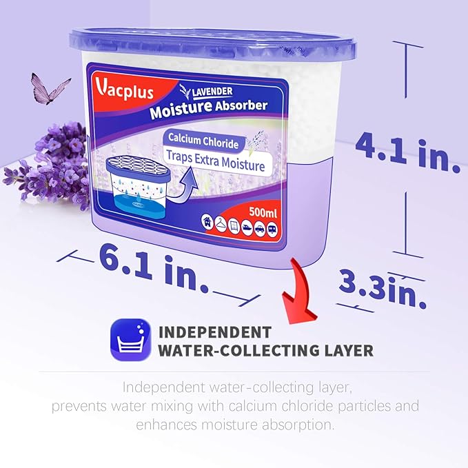Vacplus Moisture Absorbers 6 Pack, Portable Humidity Absorber Boxes for Your Bathroom, Closet & Car, Dehumidifier with