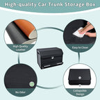 XCF Car Trunk Organizer, Leather Trunk Organizer with Lid and Push-pull Handle Car Storage Box for SUV, Minivan, Sedan (Black)