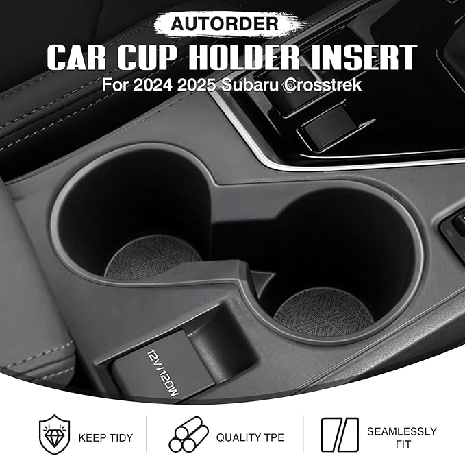 Autorder Car Cup Holder for Subaru Crosstrek 2024-2026 Accessories Water Cup Holders TPE Durable Cup Holder Insert for Crosstrek
