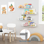 Forbena 24 Inch Wall Bookshelf for Kids Bedroom Set of 4, White Floating Nursery Book Shelves for Baby Toddler Children Girls