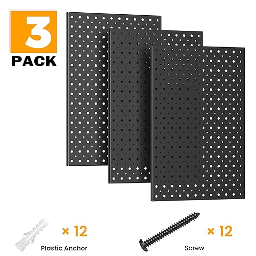 Pegboard Smith Metal Pegboard Panels, 16" x 12" Heavy-Duty Wall Peg Boards for Garage Tool Storage, Pegboard Organizer System