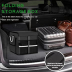Trunk Organizer with Lid, 28L Collapsible 2-Compartment Car Storage Box with Reinforced Handles, Multipurpose Waterproof Oxford Storage