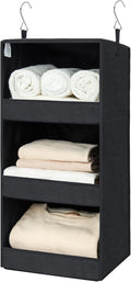 GRANNY SAYS 3-Shelf Hanging Closet Organizer, Collapsible Closet Hanging Shelves, Nursery Hanging Organizer, Black, 29 ½" H X