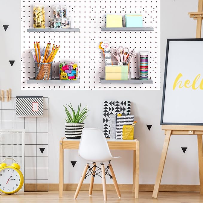 Beeveer 4 Pcs Pegboard Shelves Wall Organizer Brackets Pegboard Steel Tray Accessories Organizing Tools for Craft Garage Nurs