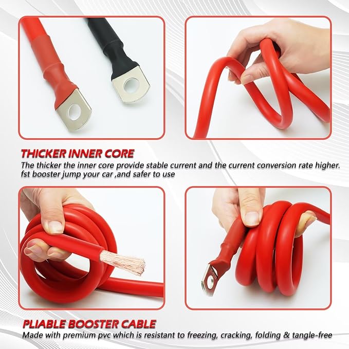 NOONE 0 Gauge 30FT Heavy Duty Jumper Cables for Car Battery, 1000A Quick Connect Automotive Booster Cables for SUVs & Trucks, Includes Carry Bag, Gloves & Goggles