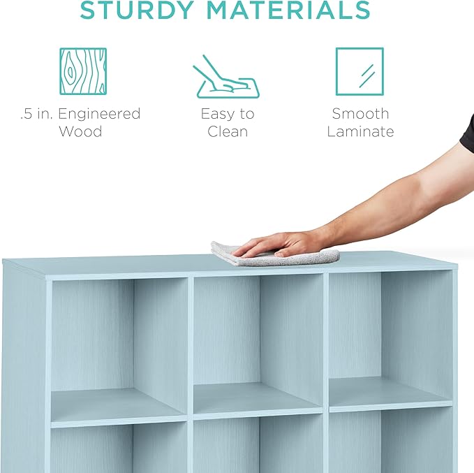 Best Choice Products Kids Bookcase 9-Cube Storage Organizer, 11in Shelf Opening, Bookshelf, Toy Storage, Customizable w/ 3 Re