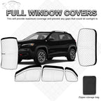 KMF 8pcs Thicken Sun Shades for Jeep Cherokee SUV Accessories 2014-2023(NOT Grand Cherokee),Full Car Window Covers for Windshield Side Rear, UV Block and Privacy Blackout for Camping