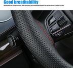Pack-1 Leather Steering Wheel Cover, Universal Non-Slip Stitch On Wrap, DIY Car Wheel Cover Protector with Needle and Thread 