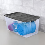 Sterilite 12-Pack Modular Stacker Box, Durable Clear Plastic Storage Bins with Latching Lids, 200 Quart - Stackable Organizin
