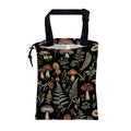 Mushroom Fern Leaves Car Garbage Bag Botanical Drawstring Car Trash Bag Hanging for Back Seat with Adjustable Buckle Canvas Vehicle Trash Can Easy-to-Install