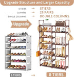 ROJASOP Shoe Rack Organizer, 8-Tier Metal Shoe Rack for Closet Entryway Garage, 26-32 Pairs Tall Shoe Boot Storage Shelf with