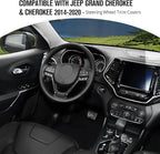 JeCar Steering Wheel Trim Cover Interior Decoration Trim Kit for 2014-2020 Jeep Grand Cherokee & Jeep Cherokee, Carbon Fiber Texture