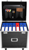 Rolling File Box Document Box with Lock Wheels Multi-Layer Water-Resistant Large Portable Home Filing Cabinet for Hanging Fol