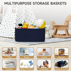 3-Pack Storage Baskets for Organizing | Woven Shelf Toy Basket | Rope Baskets for Gifts Empty | Closet Organizer Bins with Ha