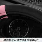 Road Comfort Leather Steering Wheel Cover – Premium Anti-Slip Car Steering Wheel Grip Cover – Universal Fit for 14.5”–15.5” C