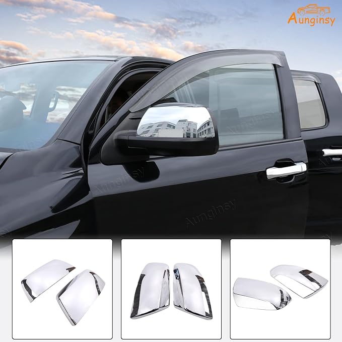 Car Door Rear View Mirror Cover Trim Compatible with Toyota Tundra 2007-2021 Sequoia 2008-2020 Exterior Rearview Mirror Housing Cap Protector Accessories, Only Fit Without Turn Signal Lights Version