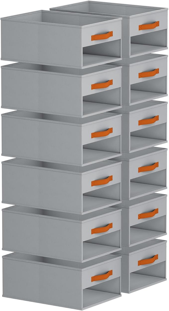 Homsorout Drawer Organizers and Storage - 12 Pack Foldable Pants Organizer with Clear Window & Handles, Fabric Closet Organiz