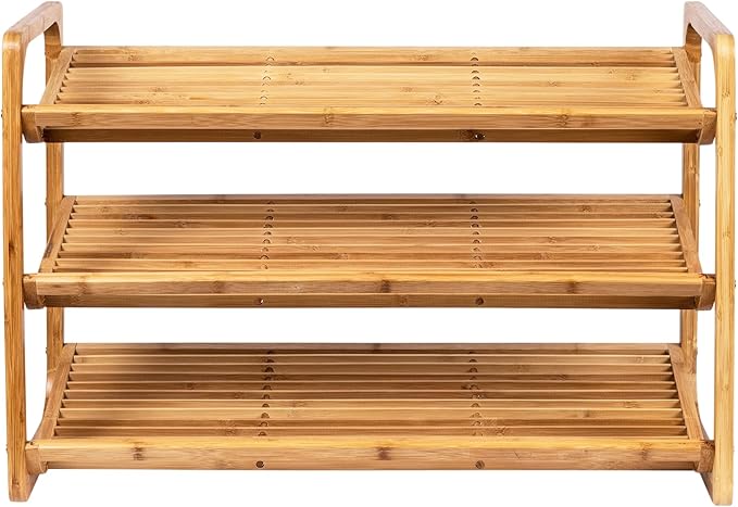 Honey-Can-Do SHO-01599 Bamboo 3-Tier Shoe Shelf