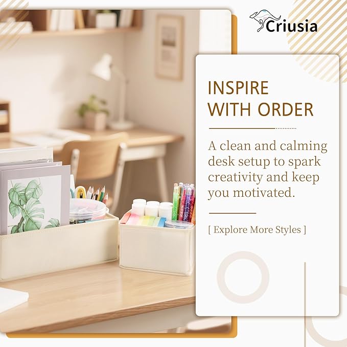 Criusia 26 Pack Drawer Organizer for Clothes, Foldable Dresser Dividers with 3 Sizes, Fabric Storage Bins – Beige