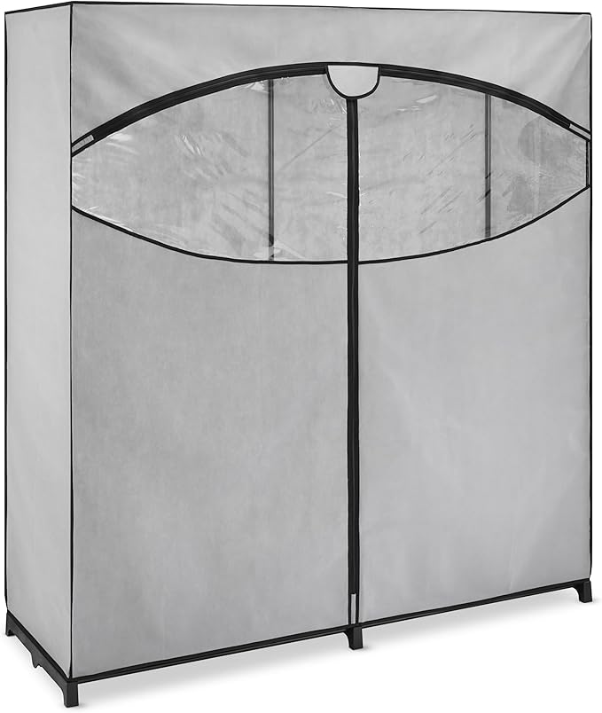 Whitmor Extra-Wide Portable Clothes Closet - 60 Inches Wide - Store Seasonal Clothing - Grey