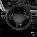 Road Comforts Leather Steering Wheel Cover with Decorative Trim and Piping, Anti-Slip Breathable Design, Fits 14.5–15 Inch Ro