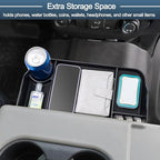 JDMCAR Upgrade Front Center Seat Headrest Organizer Compatible with 2011-2025 2026 Ford F150 F250 F350 F450 F550 F650 Accessories, Coin Container Storage Box with Non-Slip Silicone Mat(Jump Seat Only)