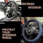PINCTROT Nappa Leather Steering Wheel Cover, Slim Fit No Bulk Design, One Piece Leather with Breathable Perforation, Fit Like